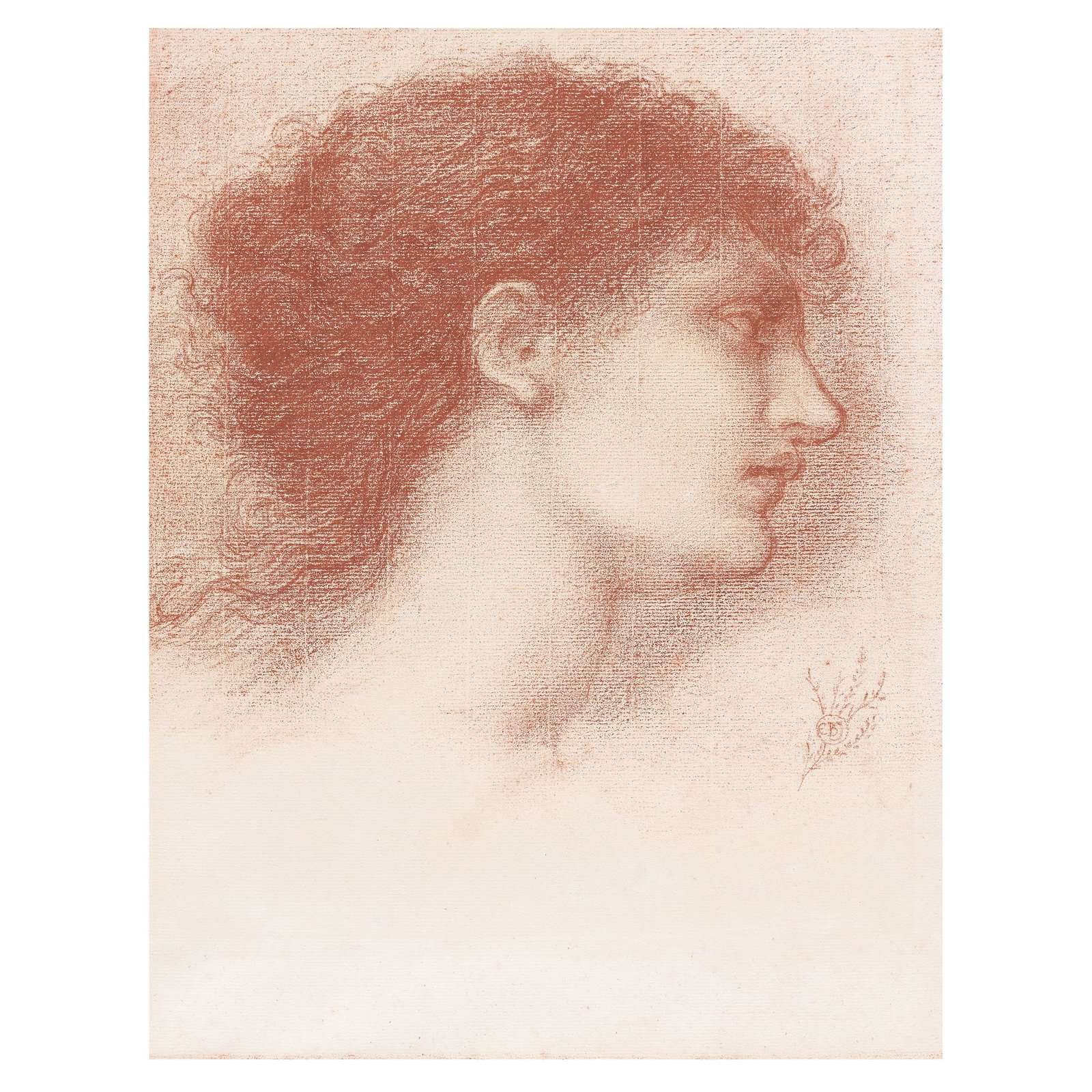 Sir Edward Coley Burne-Jones, Bt., ARA, RWS (British, 1833-1898) Euphrosyne Cassavetti: Sir Edward Coley Burne-Jones, Bt., ARA, RWS (British, 1833-1898) Euphrosyne Cassavetti signed with initials within a cartouche (lower left) red chalk 37.2 x 29cm (14 5/8 x 11 7/16in). Footnotes:
