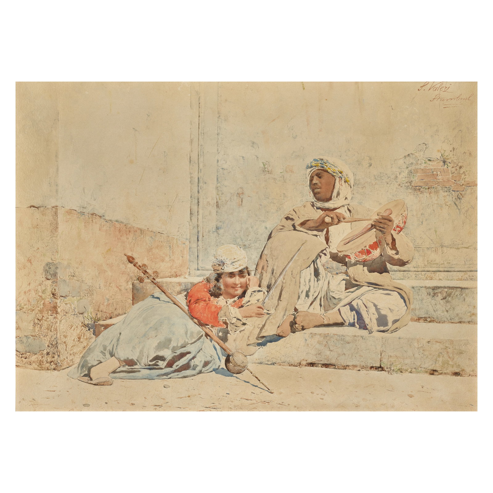 Salvatore Valeri (Italian, 1856-1946) Musicians in Istanbul (1 of 1)