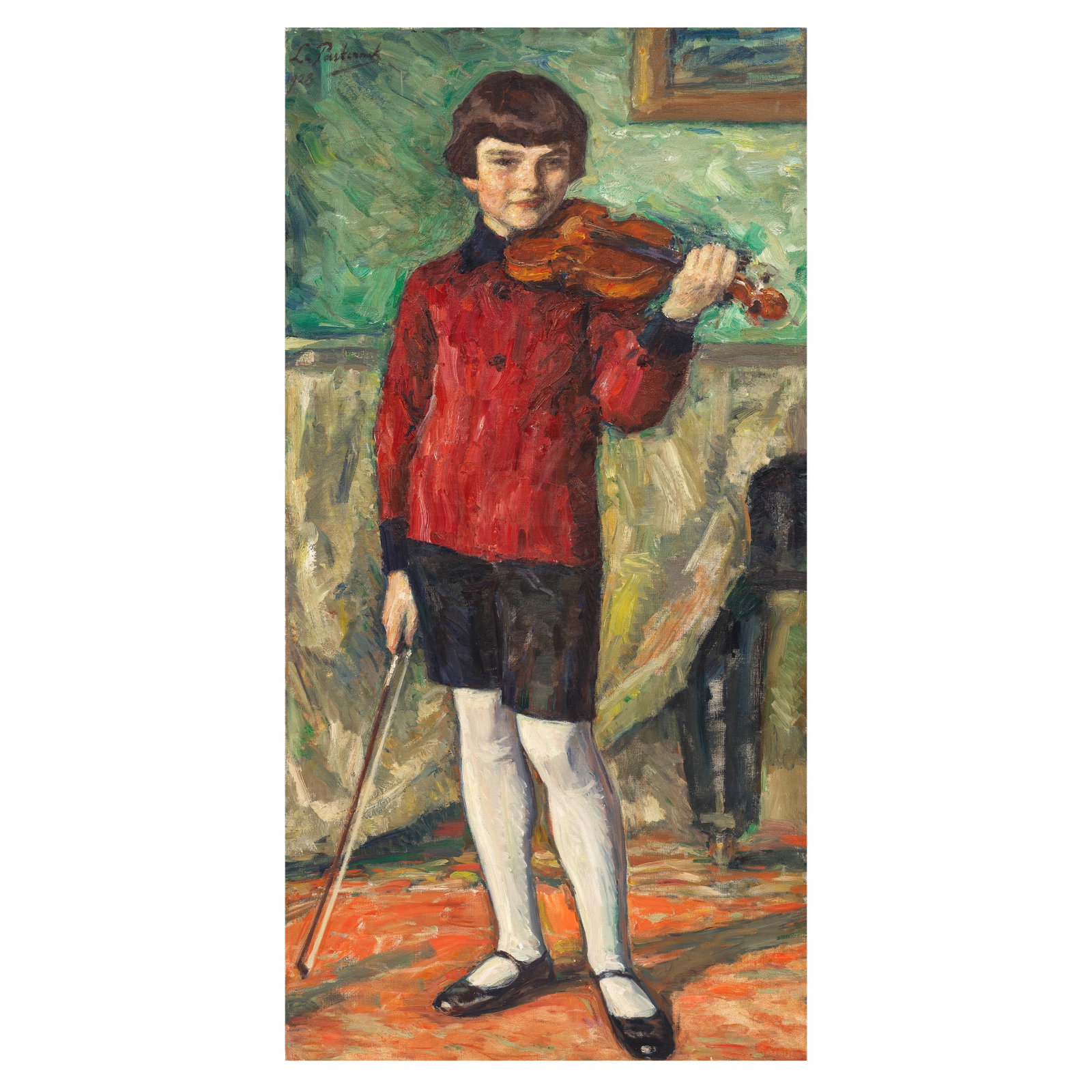 Leonid Osipovich Pasternak (1862-1945) Portrait of Walter Lob with violin: Leonid Osipovich Pasternak (1862-1945) Portrait of Walter Lob with violin signed and dated 'L. Pasternak 1928' (upper left) oil on canvas 145 x 75cm (57 1/16 x 29 1/2in). Footnotes: Prove