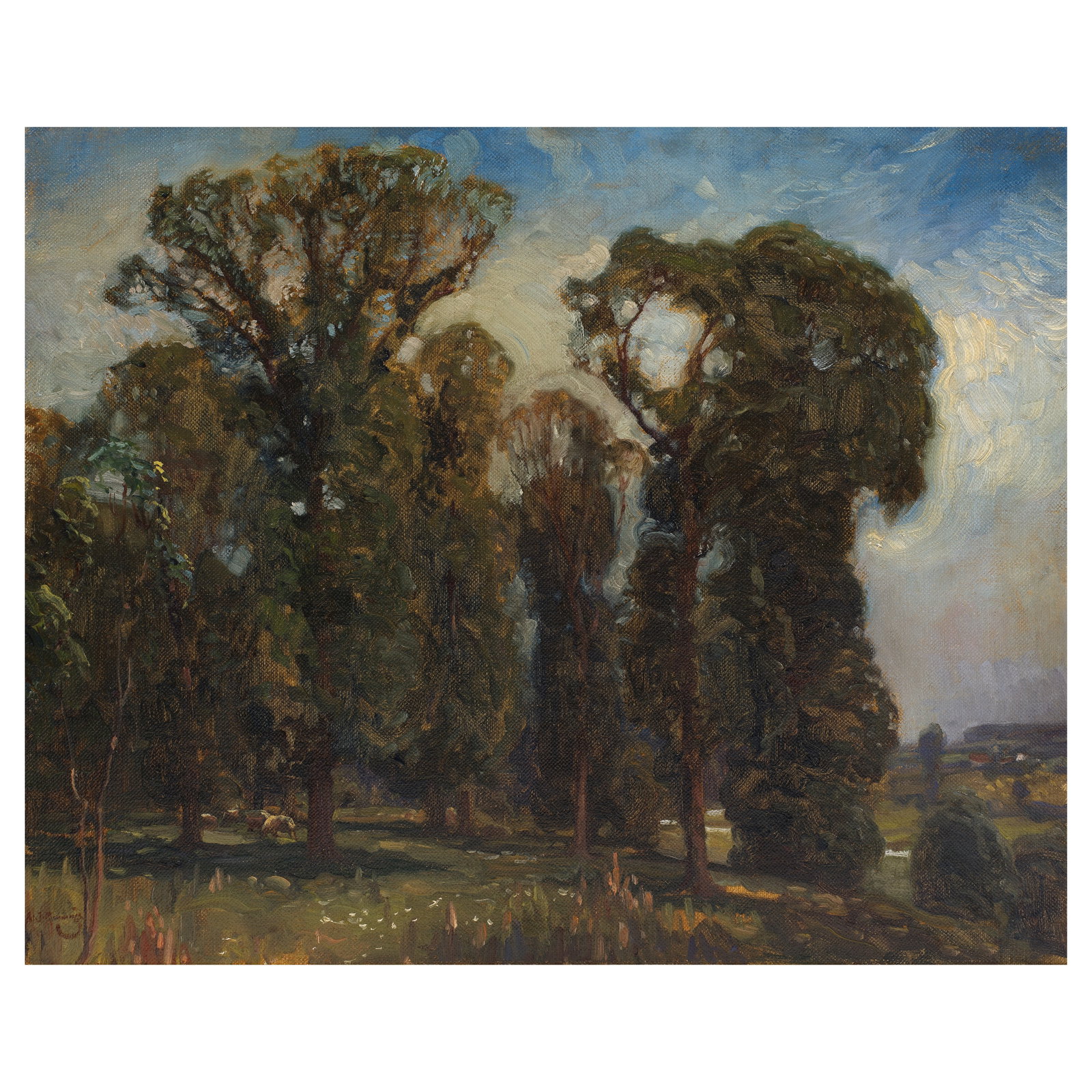 Sir Alfred James Munnings, PRA, RWS (British, 1878-1959) Norfolk river valley: Sir Alfred James Munnings, PRA, RWS (British, 1878-1959) Norfolk river valley signed 'A.J.Munnings' (lower left) oil on canvas 51 x 63cm (20 1/16 x 24 13/16in). Footnotes: Provenance