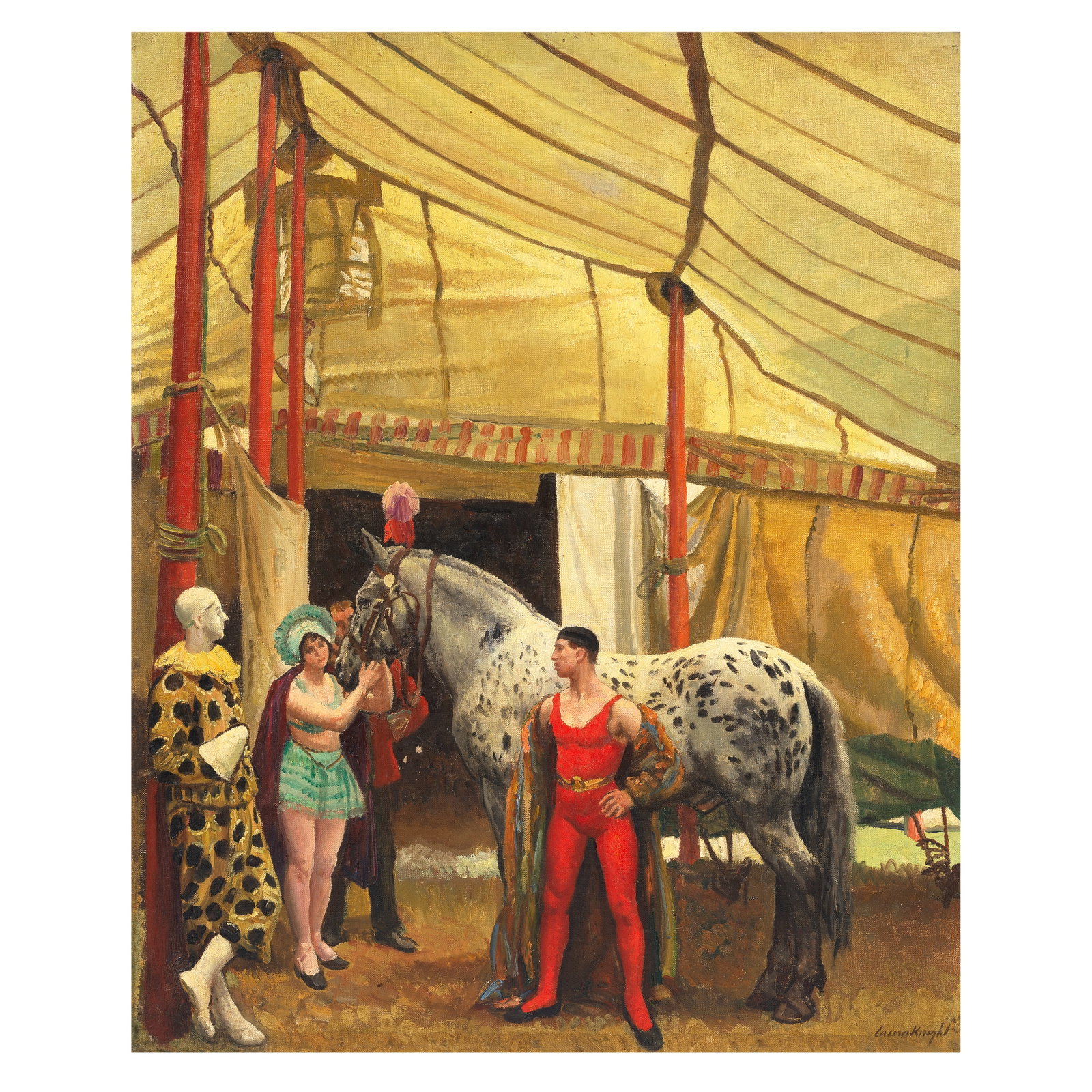 Dame Laura Knight, RA, RWS (British, 1877-1970) Waiting to go in the ring: Dame Laura Knight, RA, RWS (British, 1877-1970) Waiting to go in the ring signed 'Laura Knight' (lower right); signed and inscribed with title and artist's address 'Dame Laura Knight/9 Langford Place/