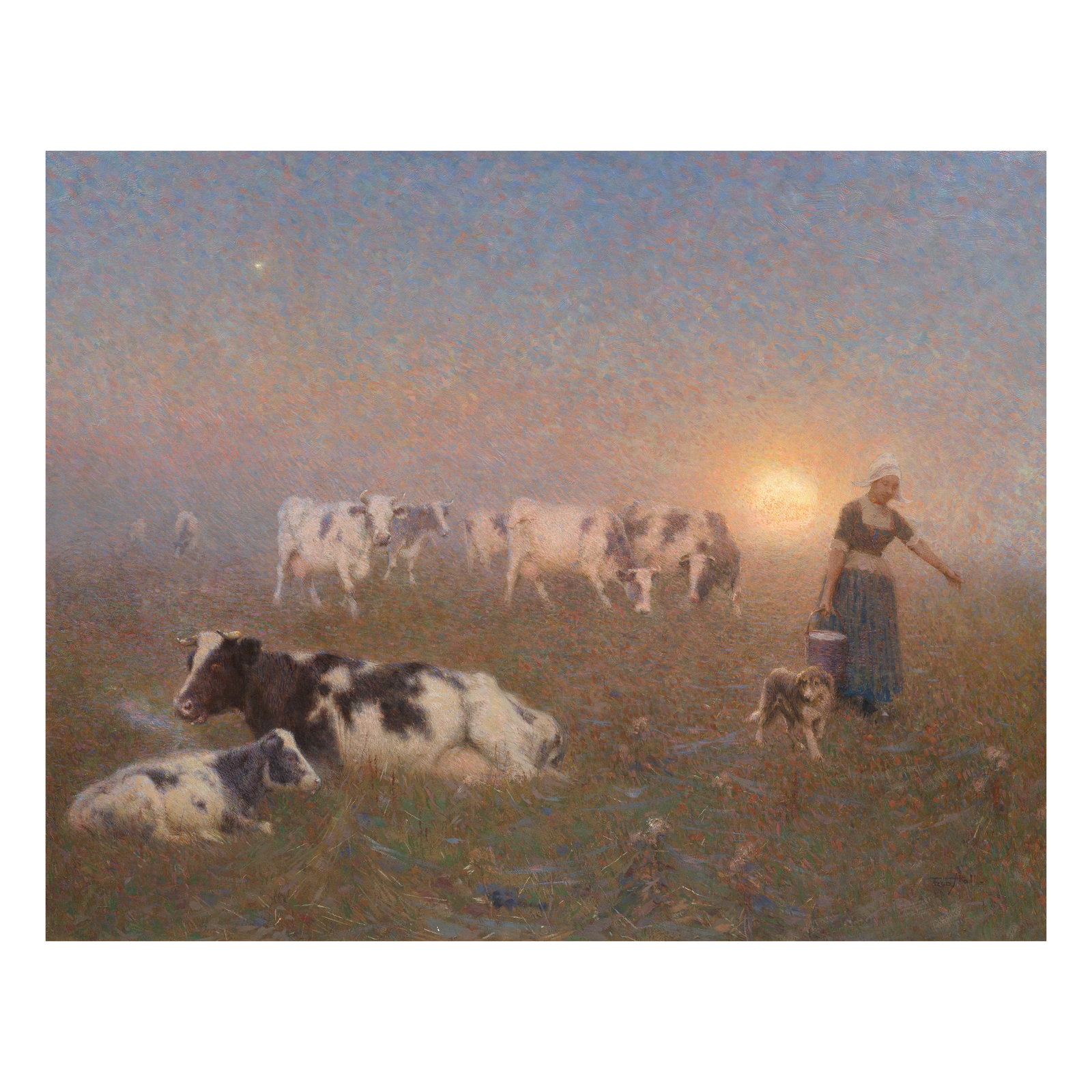 Frederick Hall (British, 1860-1948) Morning pastures: Frederick Hall (British, 1860-1948) Morning pastures signed 'Fred Hall.' (lower right) oil on canvas 97 x 112.5cm (38 3/16 x 44 5/16in). Footnotes: Provenance Private collection