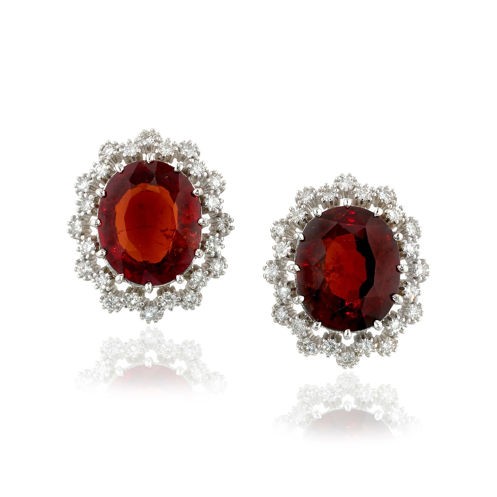 A PAIR OF GARNET AND DIAMOND EARRINGS (1 of 1)