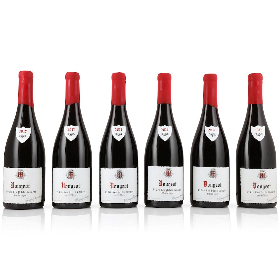 Domaine Fourrier, Vougeot 1er Cru Les Petits Vougeots Vieille Vigne, 2017 (6 x 750ml): Domaine Fourrier, Vougeot 1er Cru Les Petits Vougeots Vieille Vigne, 2017 (6 x 750ml) Region: Côte de Nuits Packaging: original carton (lightly damp-affected) This lot is subject to the