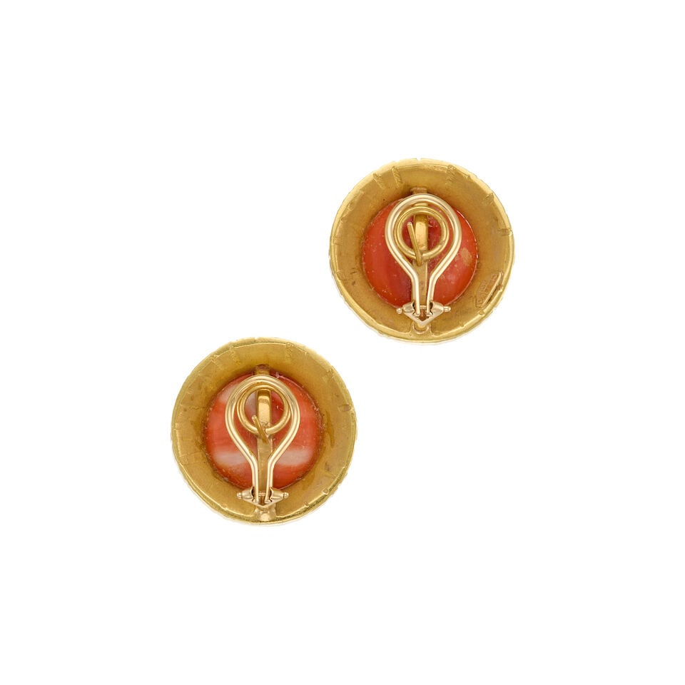 GOLD AND CORAL EARRINGS - 2