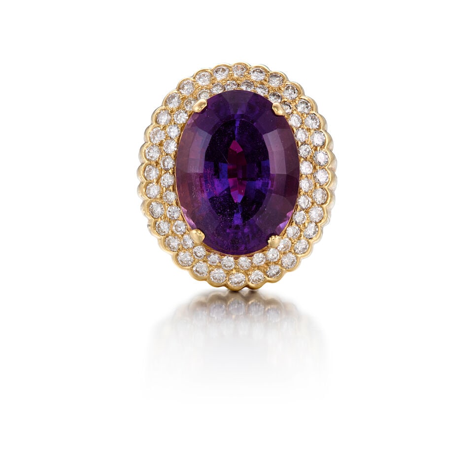 14K YELLOW GOLD, AMETHYST, AND DIAMOND RING (1 of 2)