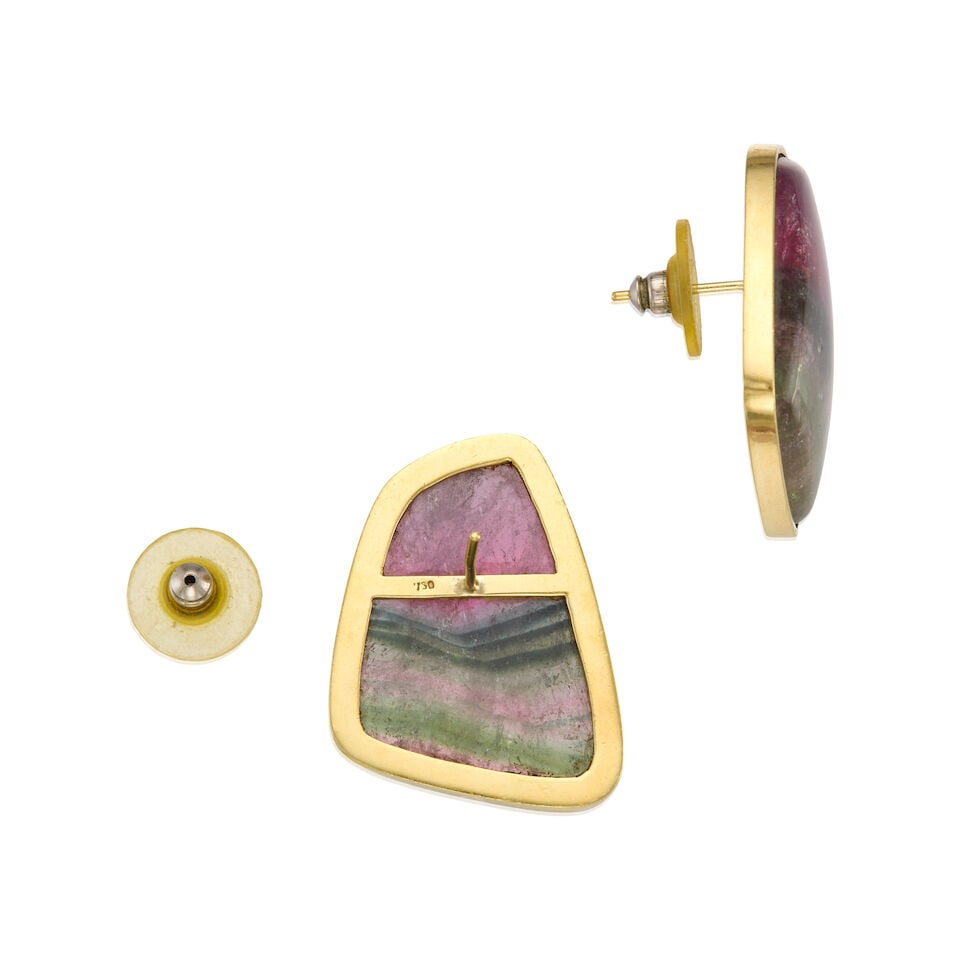 17K YELLOW GOLD AND TOURMALINE EARRINGS - 2