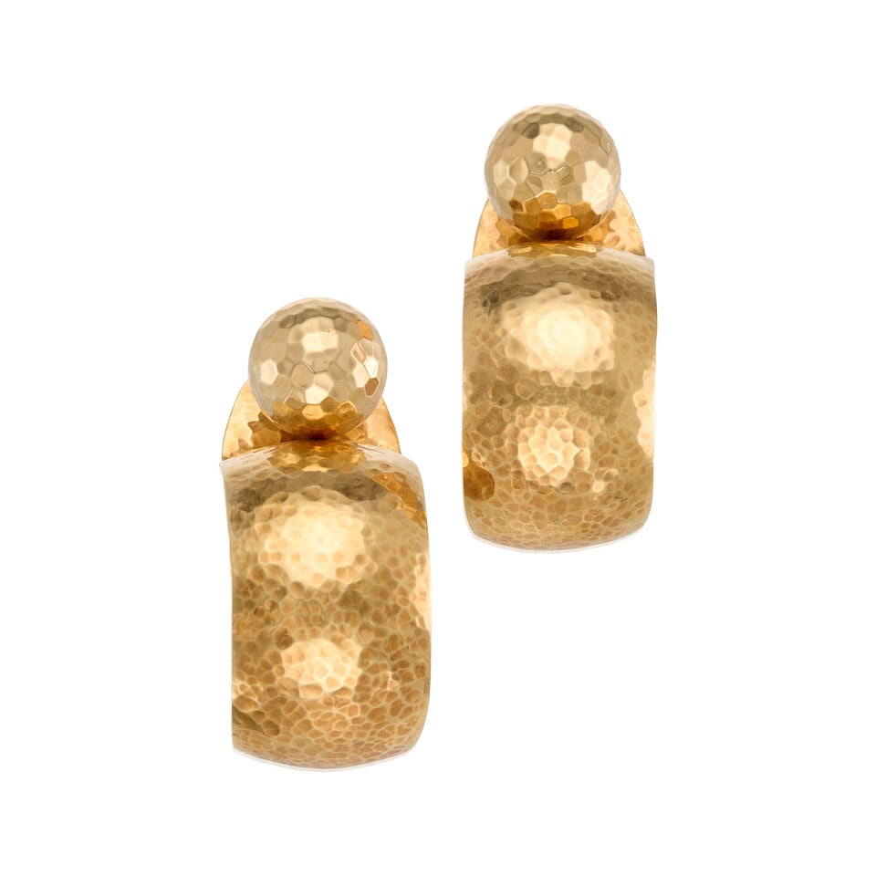 14K YELLOW GOLD EARRINGS: 14K YELLOW GOLD EARRINGS • Earrings measure 13.95mm in diameter and 1 in. in length • Earring jacket measures 1 3/4 in. x 13/16 in. • Estimated gross weight: 12.8