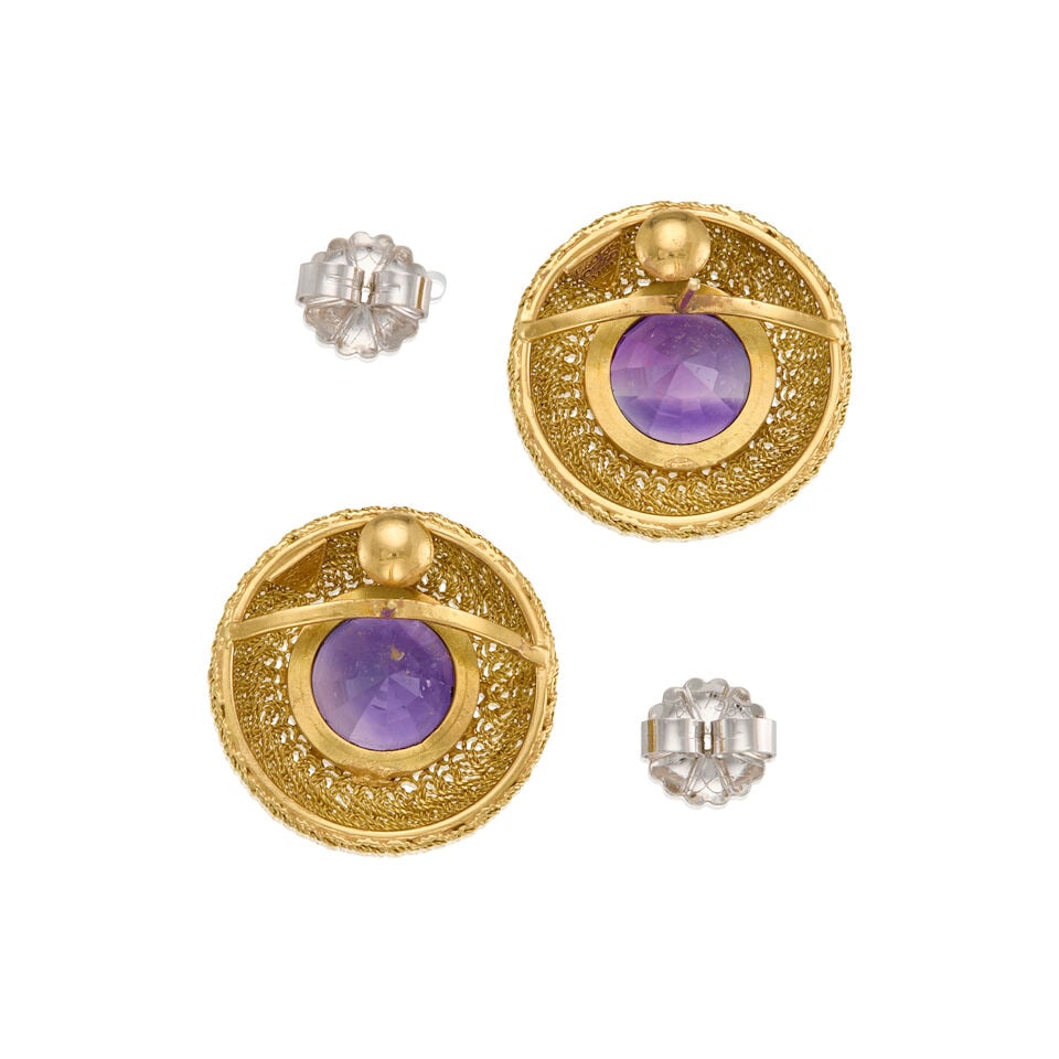 GOLD AND AMETHYST EARRINGS - 2