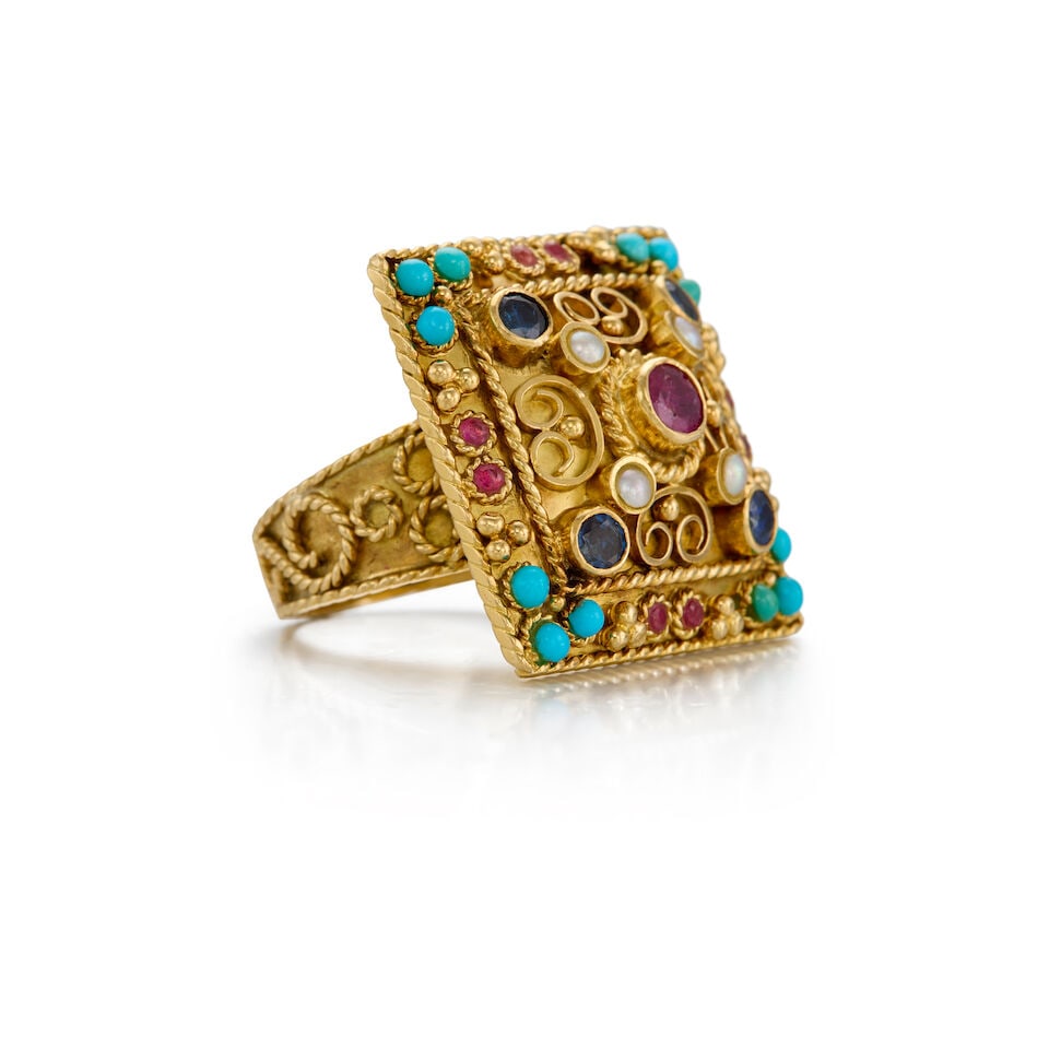 18K YELLOW GOLD AND MULTIGEM RING - 2