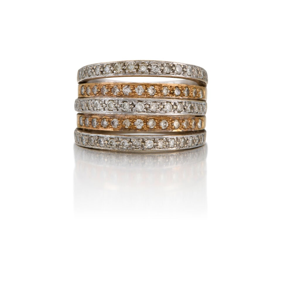 14K BICOLORED GOLD AND DIAMOND RING (1 of 2)