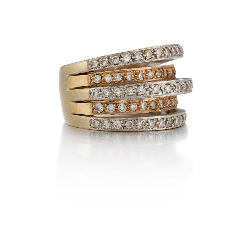 14K BICOLORED GOLD AND DIAMOND RING - 2
