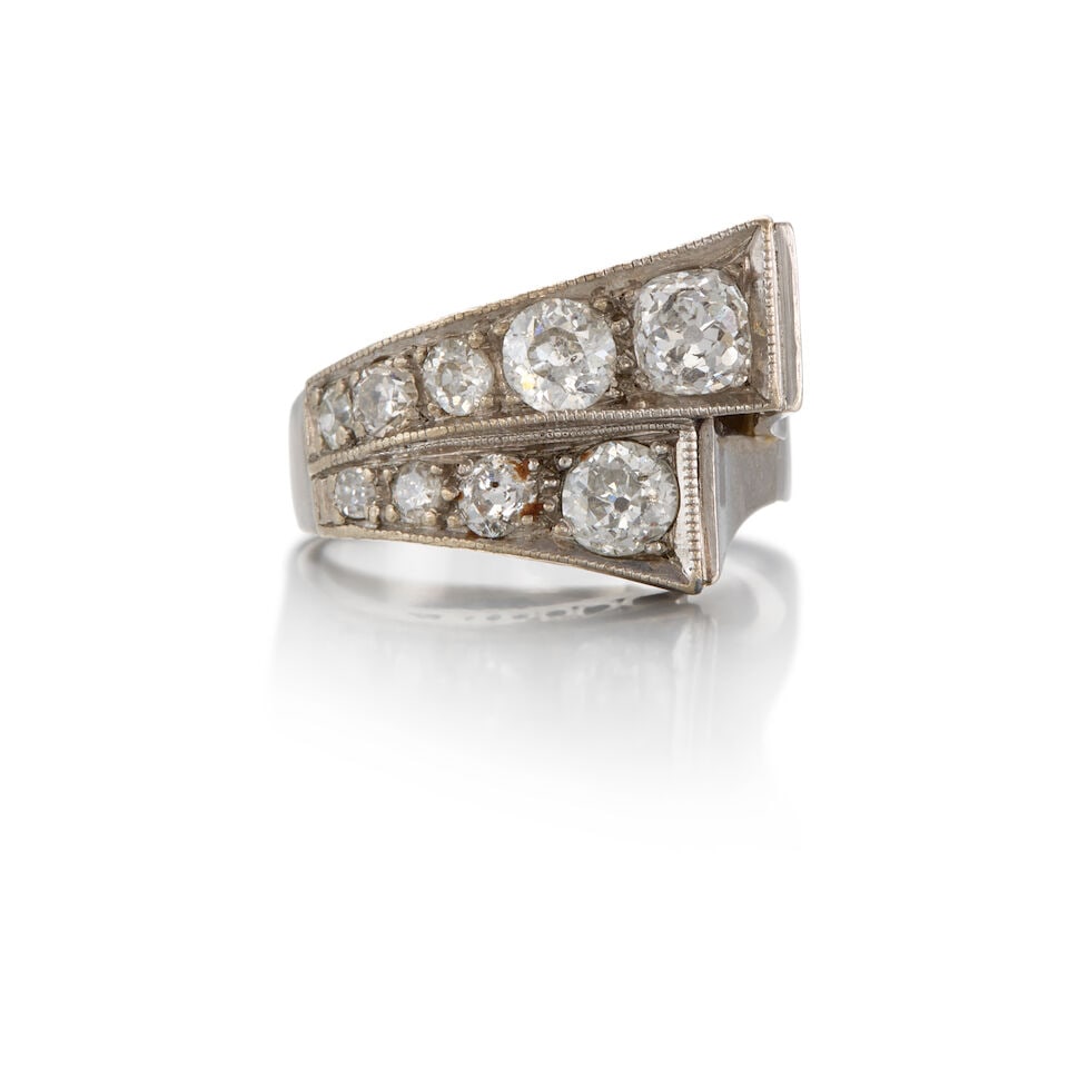 ART DECO 14K WHITE GOLD AND DIAMOND RING (1 of 2)