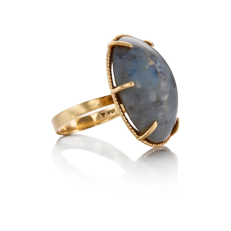 10K GOLD AND CHALCEDONY RING - 2
