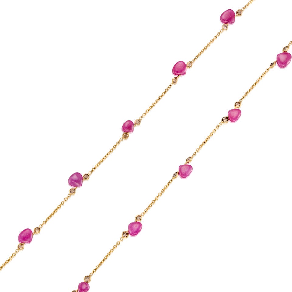 18K GOLD, RUBY AND DIAMOND NECKLACE - 2