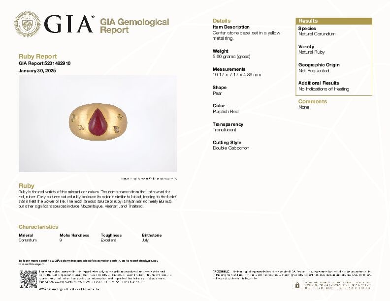 18K GOLD, RUBY AND COLORED DIAMOND RING WITH GIA REPORT - 3