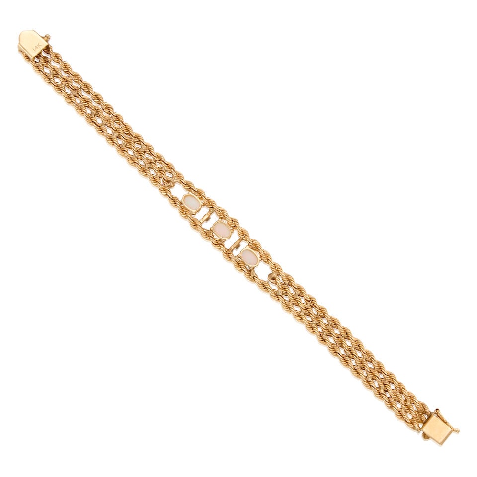 13K GOLD, OPAL AND DIAMOND BRACELET - 2