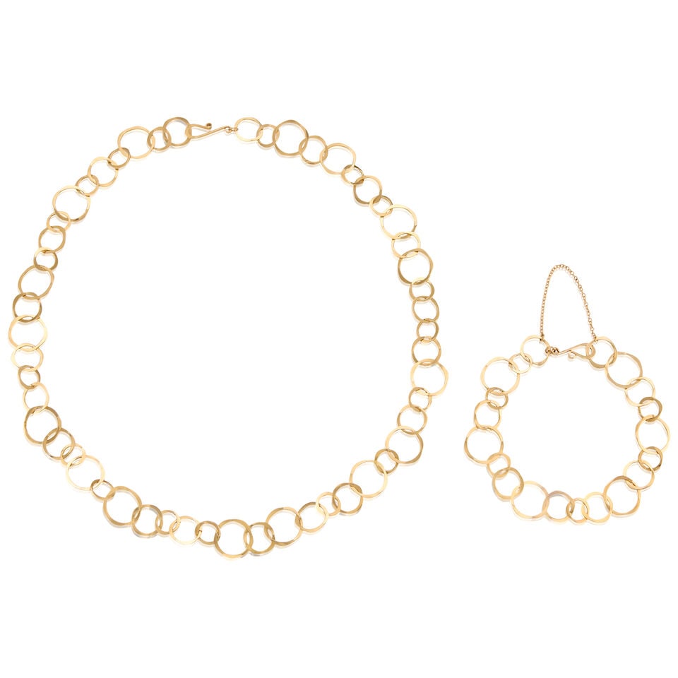 14K GOLD LINK NECKLACE AND BRACELET (1 of 2)