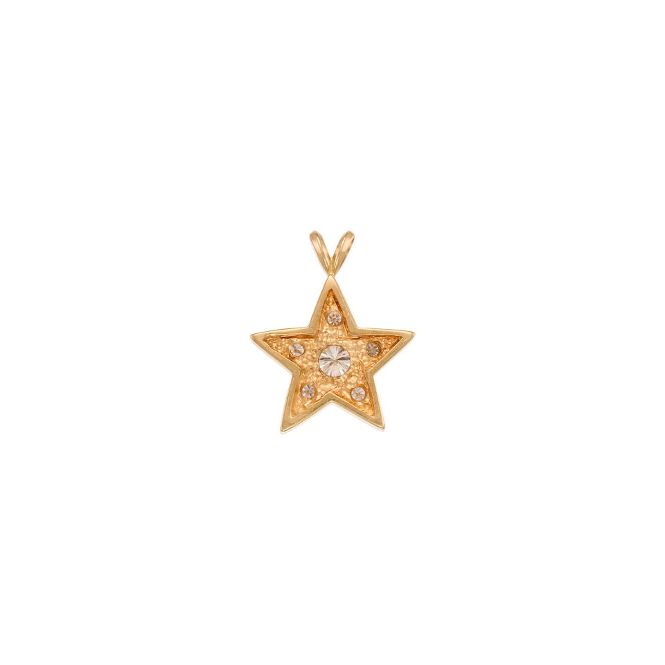 A 14K GOLD, MOISSANITE AND DIAMOND PENDNAT - 2