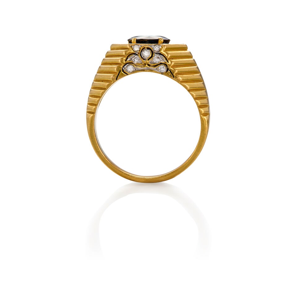 18K GOLD, SAPPHIRE AND DIAMOND RING - 2