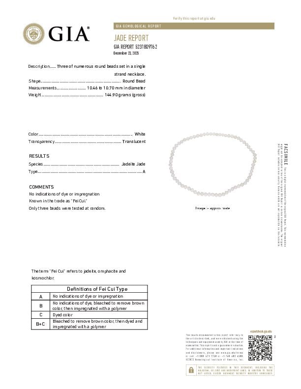 JADEITE JADE NECKLACE WITH GIA REPORT - 3