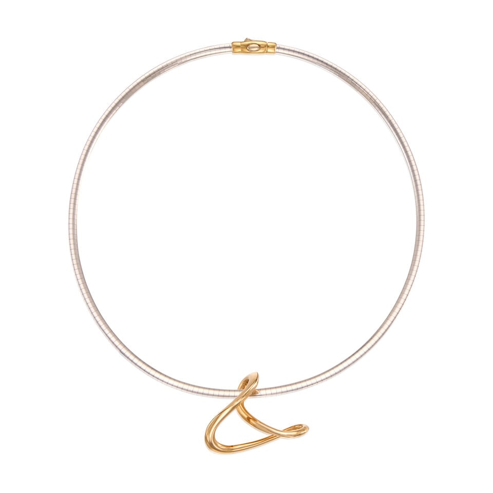 RANCANGELO: 14K GOLD, OMEGA COLLAR WITH SCAVEZZE PENDANT - 2
