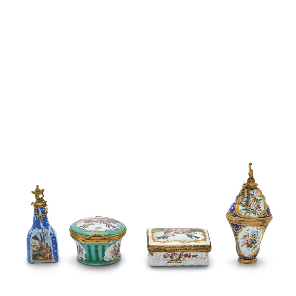 Four South Staffordshire Enamel Items, 18th century, - 2