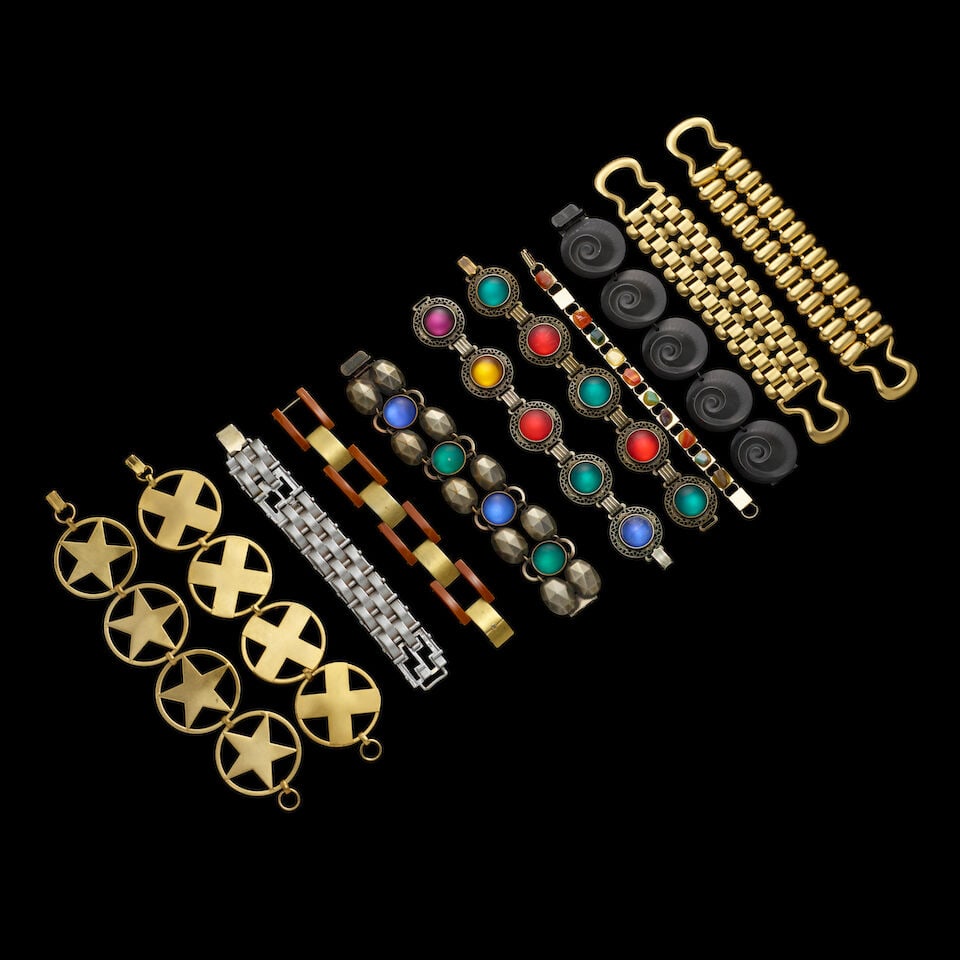 A GROUP OF STAGE-WORN VINTAGE COSTUME BRACELETS 1980s (1 of 2)