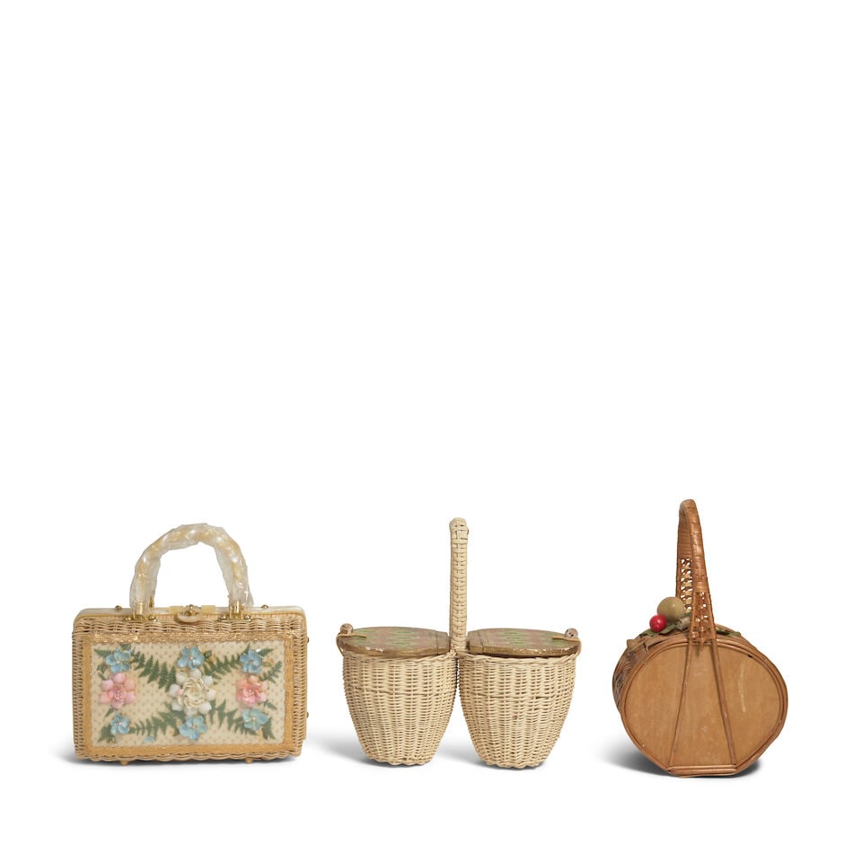 THREE VINTAGE WICKER HANDBAGS Circa 1950s - 2