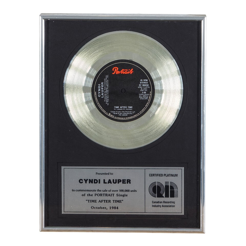 A GROUP OF FRAMED CANADIAN RECORDING INDUSTRY ASSOCIATION AWARDS PRESENTED TO CYNDI LAUPER 1984 - 3