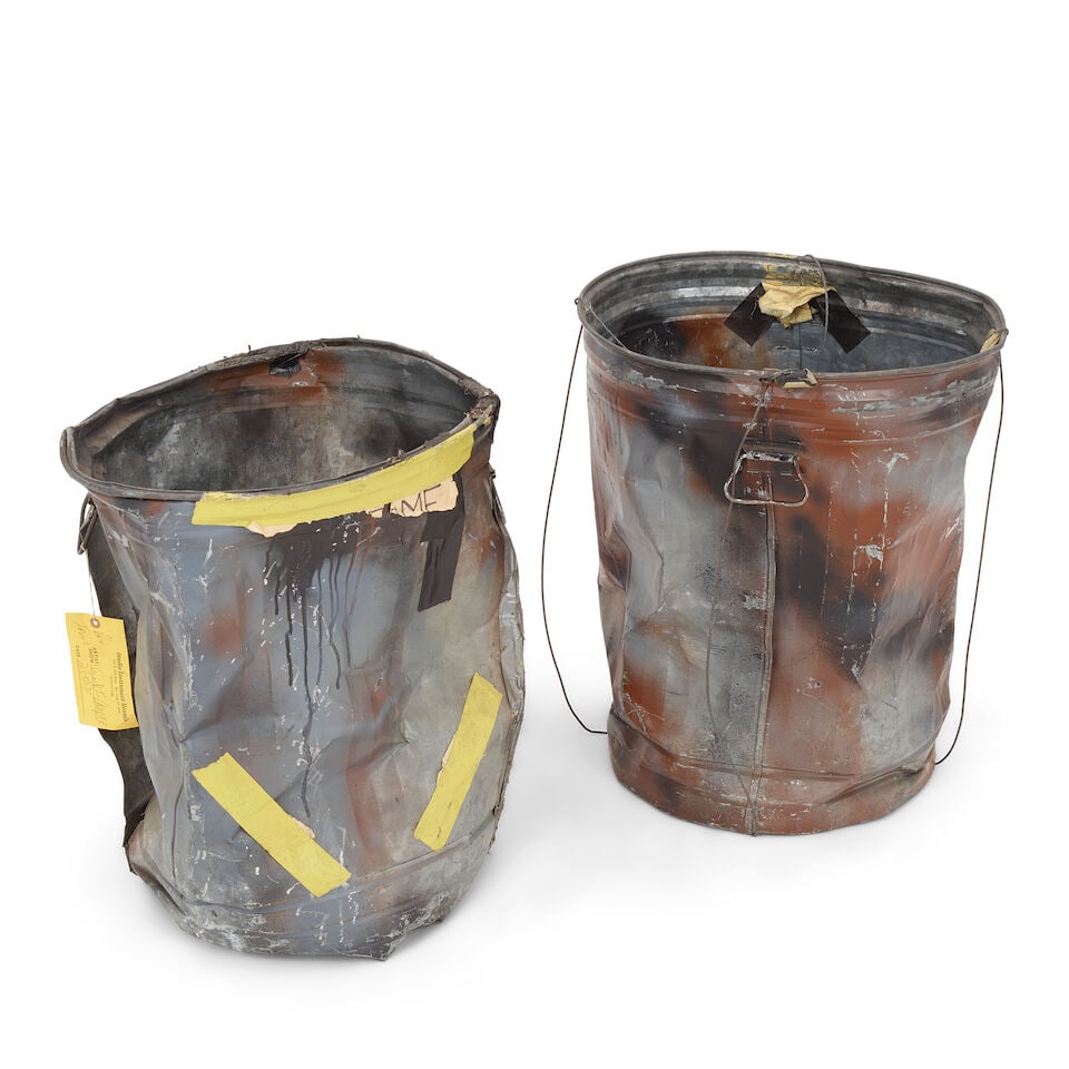 TWO STAGE-USED GARBAGE CANS FROM THE FUN TOUR 1984-1985 (1 of 2)