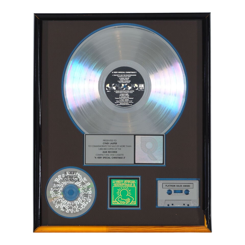 THREE FRAMED RIAA PLATINUM AWARDS PRESENTED TO CYNDI LAUPER 1985-1992 (1 of 3)
