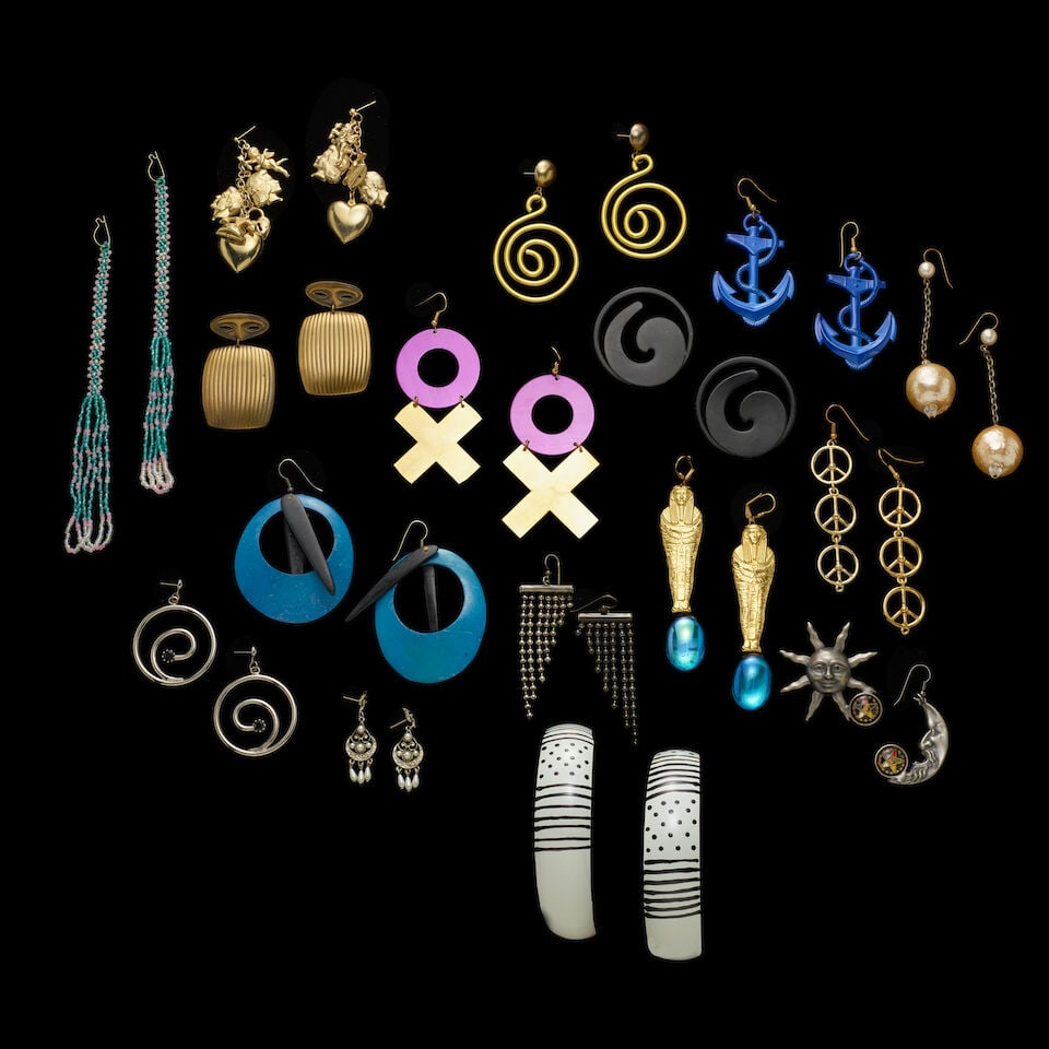 A GROUP OF STAGE-WORN VINTAGE EARRINGS 1980s - 2