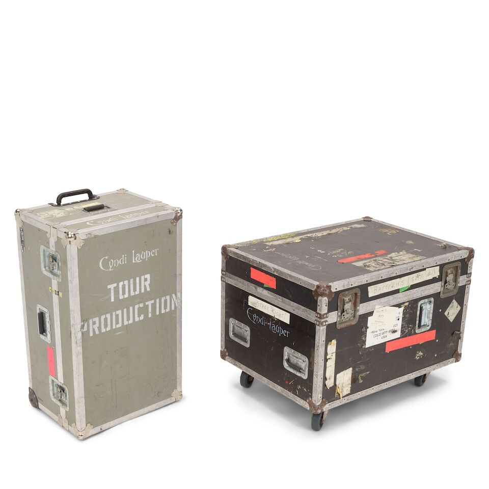 TWO TOUR-USED CYNDI LAUPER STENCILED ROAD CASES (1 of 2)