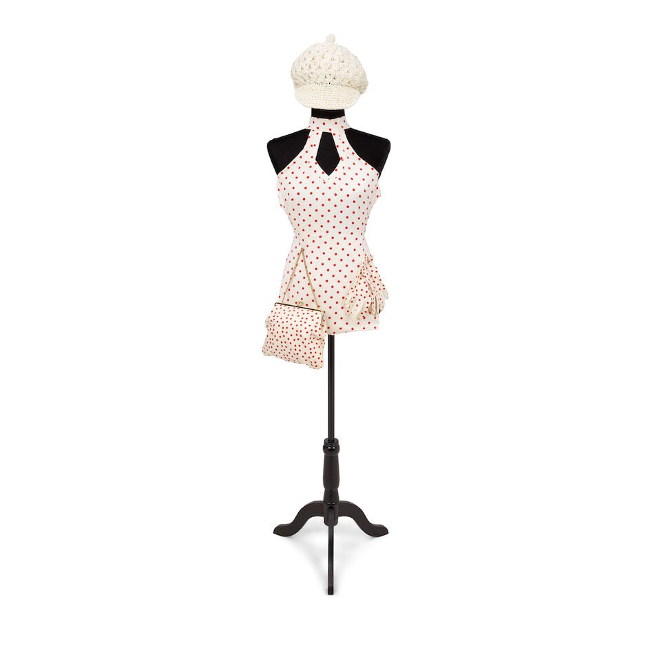 A GROUP OF TRUE COLORS PROMOTION AND WORLD TOUR-WORN CLOTHING AND JEWELRY 1986-1987: A GROUP OF TRUE COLORS PROMOTION AND WORLD TOUR-WORN CLOTHING AND JEWELRY 1986-1987 Comprising a blue velvet dress, a red glitter and lace body con dress, an abstract print shift dress, a Prim and