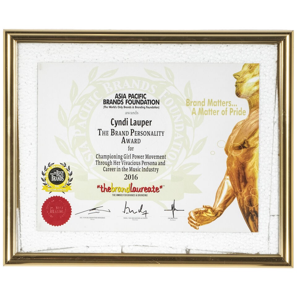A GROUP OF ASIAN-AMERICAN AND JAPANESE AWARDS PRESENTED TO CYNDI LAUPER 1980s-2010s - 4