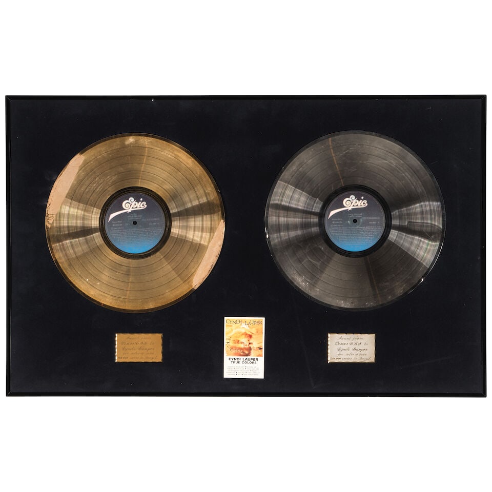 FIVE FRAMED BRAZILIAN GOLD AND PLATINUM AWARDS PRESENTED TO CYNDI LAUPER 1980s - 3