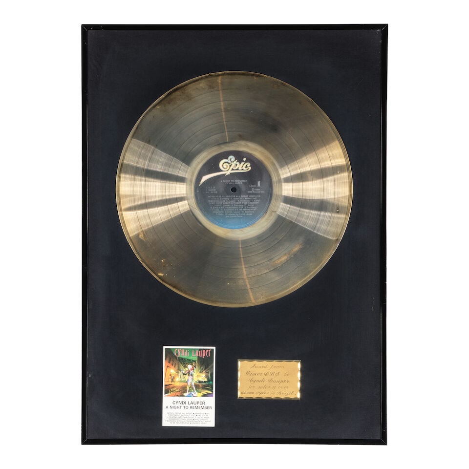 FIVE FRAMED BRAZILIAN GOLD AND PLATINUM AWARDS PRESENTED TO CYNDI LAUPER 1980s - 4