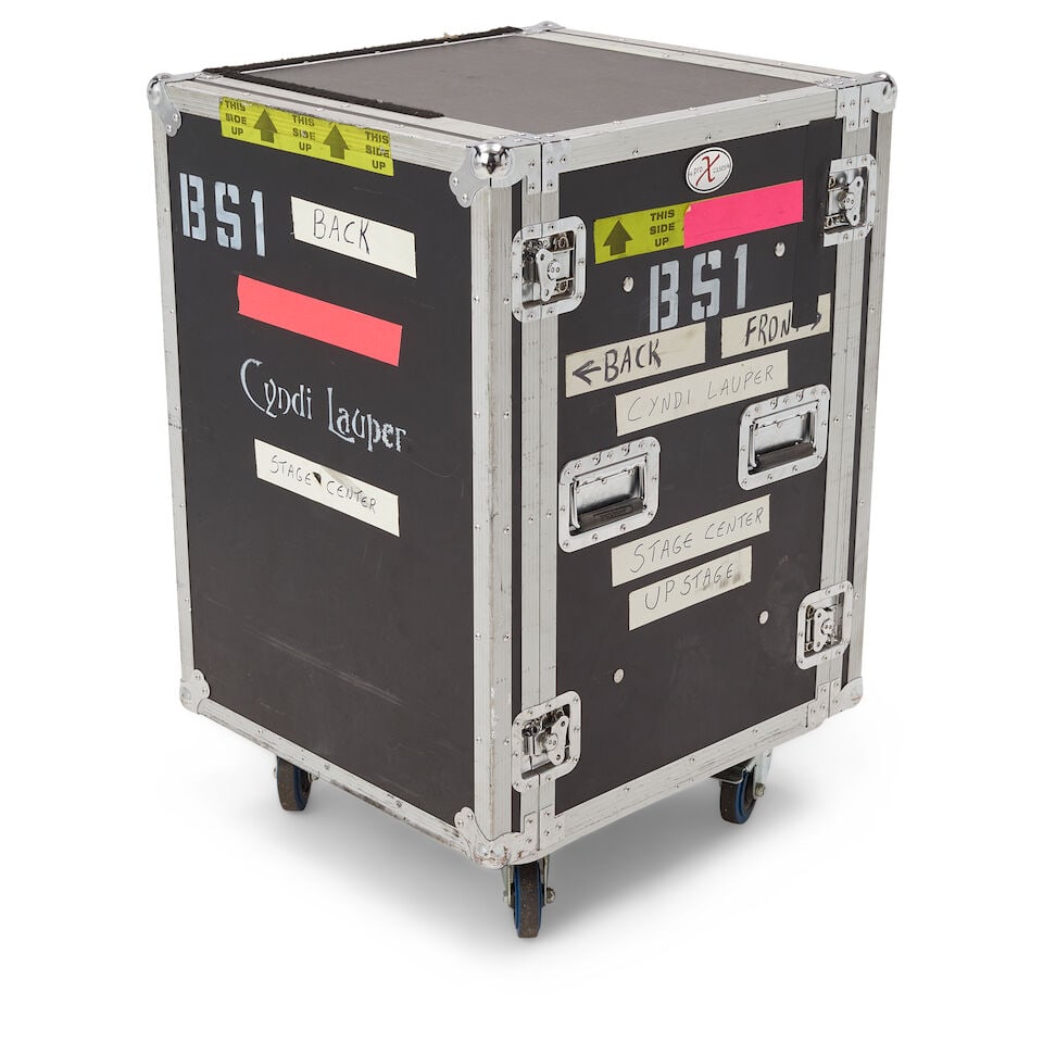 A TOUR-USED, RACK-MOUNTED AUDIO SYSTEM IN A CYNDI LAUPER STENCILED ROAD CASE - 2