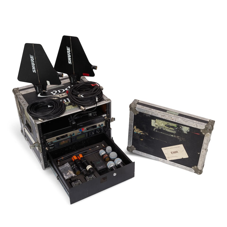 A TOUR-USED RACK MOUNTED AUDIO SYSTEM IN A CYNDI LAUPER STENCILED ROAD CASE (1 of 3)