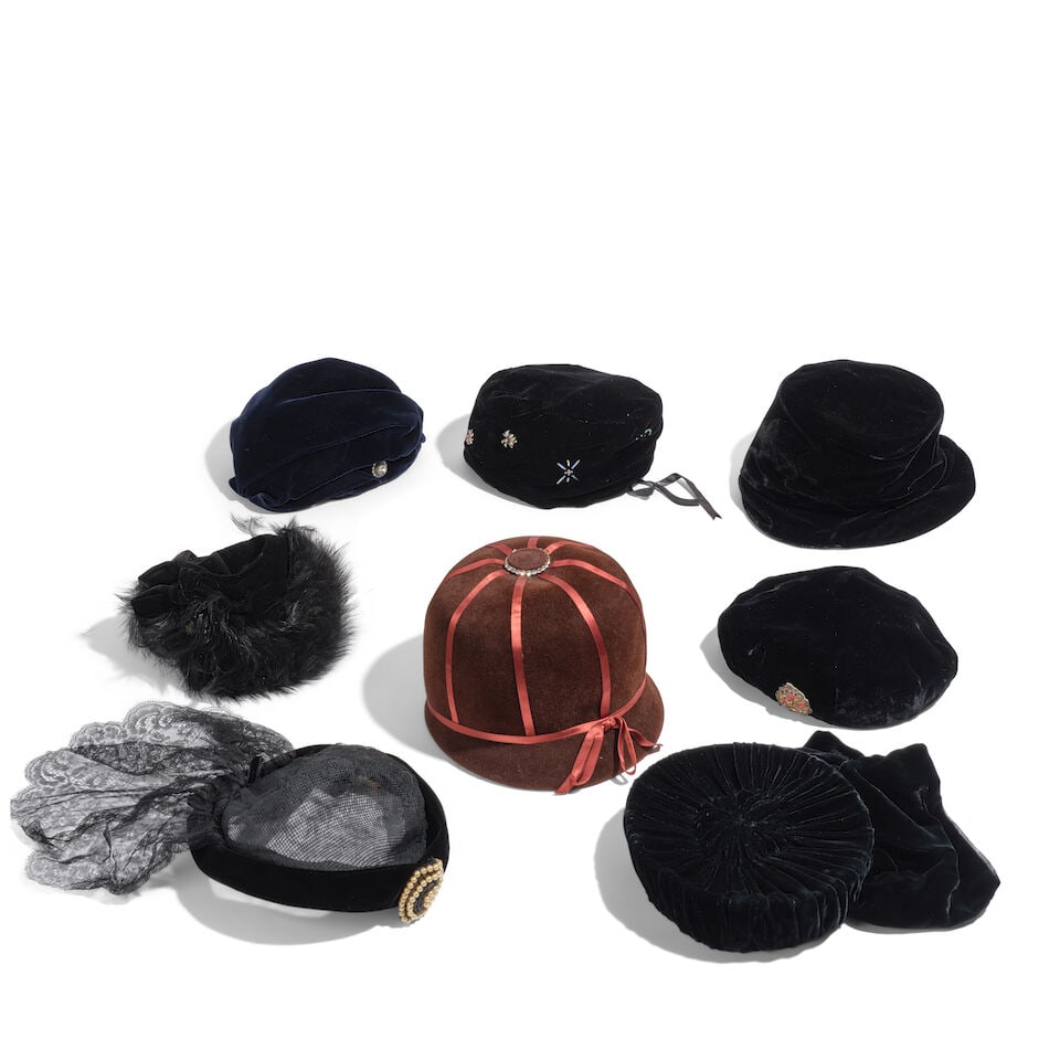EIGHT VINTAGE VELVET HATS (1 of 1)