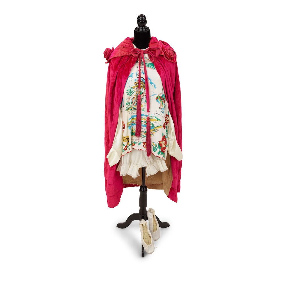 TWO LOOKS FROM TRUE COLORS MUSIC VIDEOS 1986: TWO LOOKS FROM TRUE COLORS MUSIC VIDEOS 1986 First look: a pink velvet cape, a vintage print collared shirt, a Circa lace embellished cotton one-piece bloomer, and a pair of Ballet Makers white