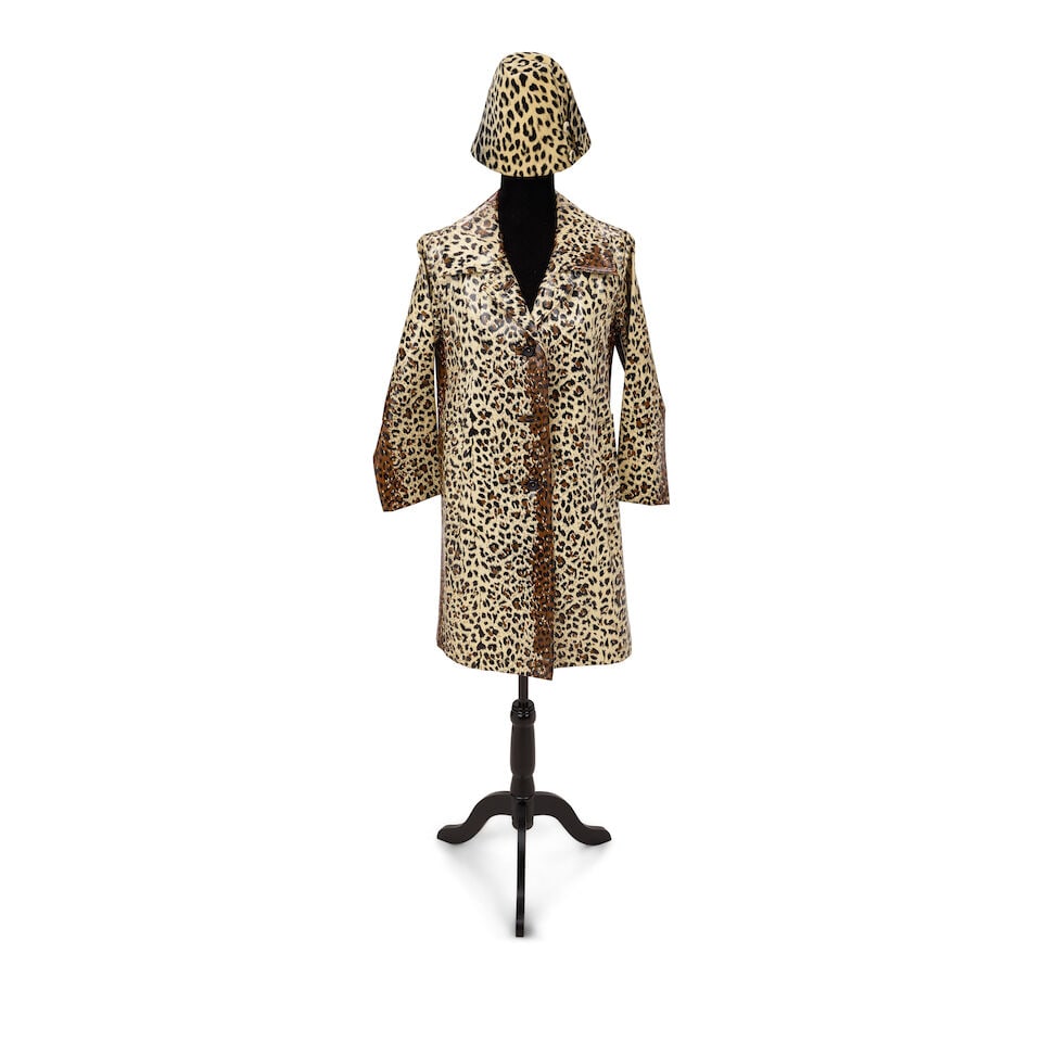TWO BLACK AND GOLD LOOKS AND A LEOPARD PRINT RAINCOAT AND HAT 1980s, styled by Cyndi Lauper - 2