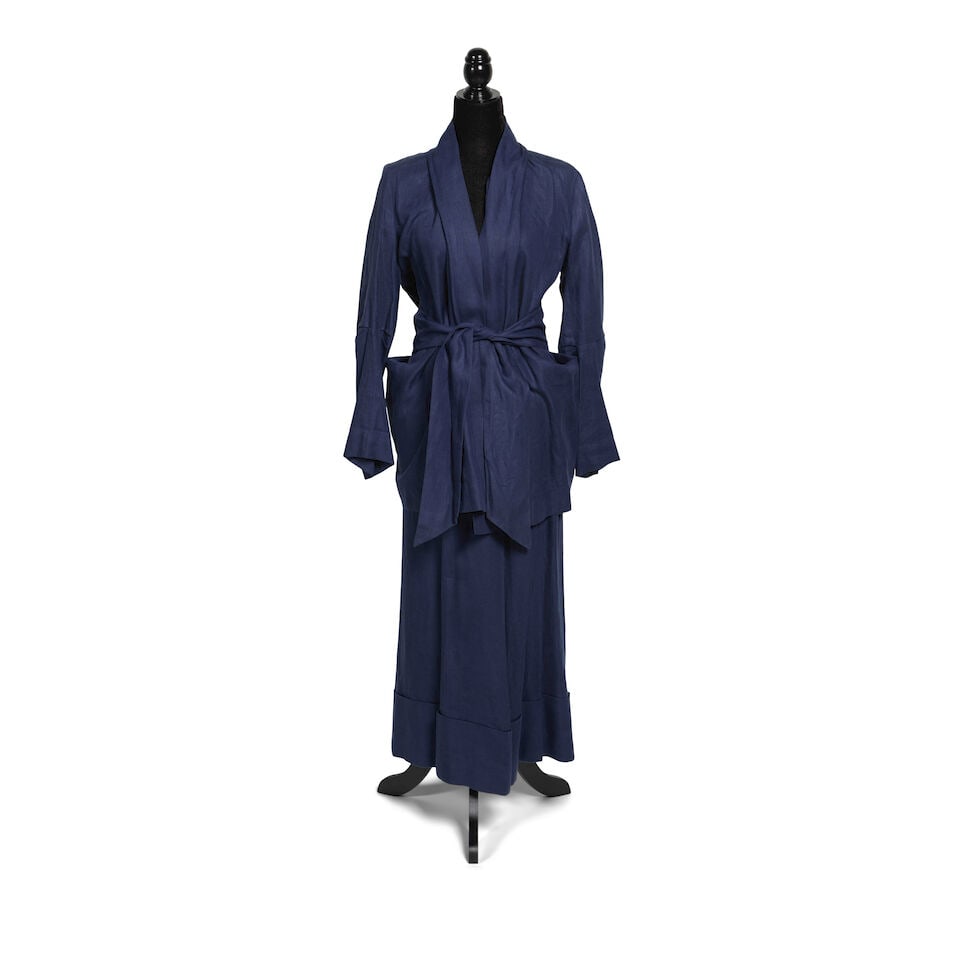 A VIVIENNE WESTWOOD BLUE LINEN PANTSUIT Early 1990s (1 of 1)