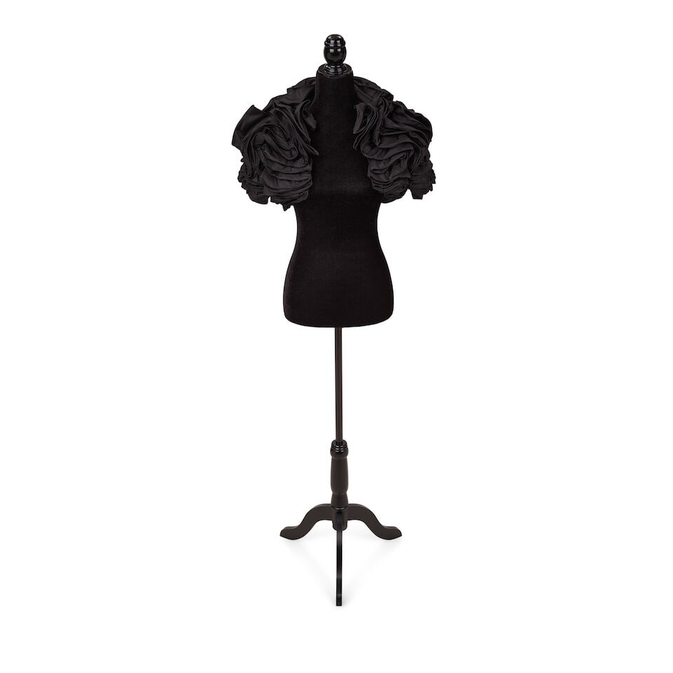 A GROUP OF DESIGNER EVENING WEAR 2000s: A GROUP OF DESIGNER EVENING WEAR 2000s Comprising a Cynthia Rowley navy blue silk strapless dress, 8, a Valentino black nylon ruffle shrug, 8, and a Michel Klein Fall 2001 red acetate blazer, 40, toge