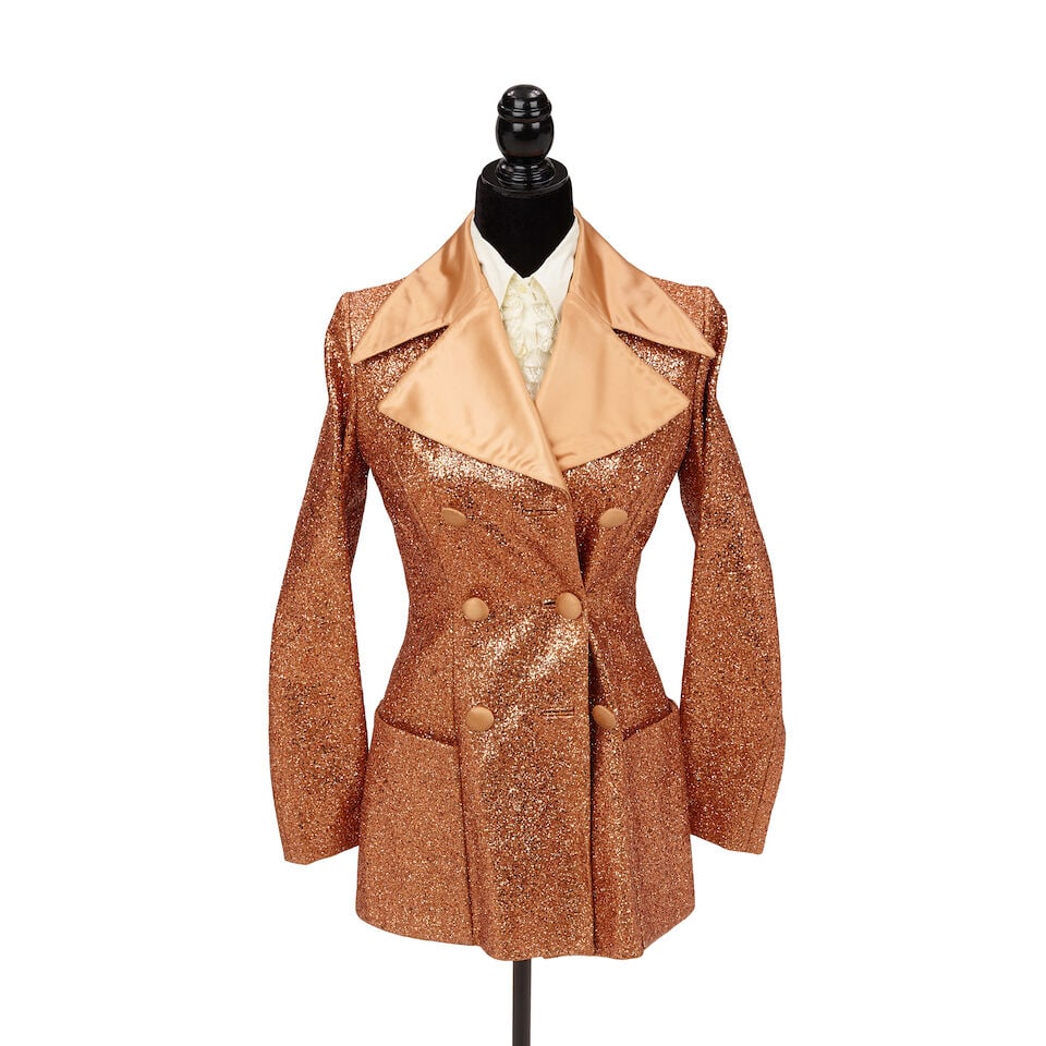 A DOLCE & GABBANA PEACH SATIN AND GLITTER COAT Domenico Dolce and Stefano Gabbana, Spring/Summer... (1 of 2)