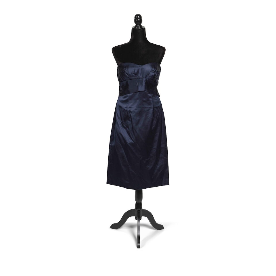 AN ALEXANDER MCQUEEN DRESS AND TWO JACKETS Alexander McQueen, 'La Dame Bleue' Collection, Spring...: AN ALEXANDER MCQUEEN DRESS AND TWO JACKETS Alexander McQueen, 'La Dame Bleue' Collection, Spring 2008, and 2008/2009 Comprising a Spring 2008 blue strapless silk dress from the 'La Dame Bleue'