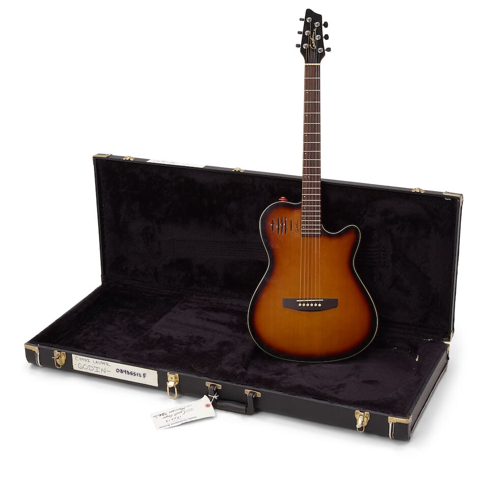 A STAGE-PLAYED GODIN HYBRID ACOUSTIC/ELECTRIC SEMIGLOSS MAPLE GUITAR 2003 (1 of 2)