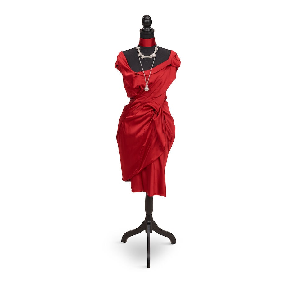 A VIVIENNE WESTWOOD RED DRESS AND SUITE OF JEWELRY WORN TO THE KINKY BOOTS OPENING NIGHT 2015 (1 of 3)