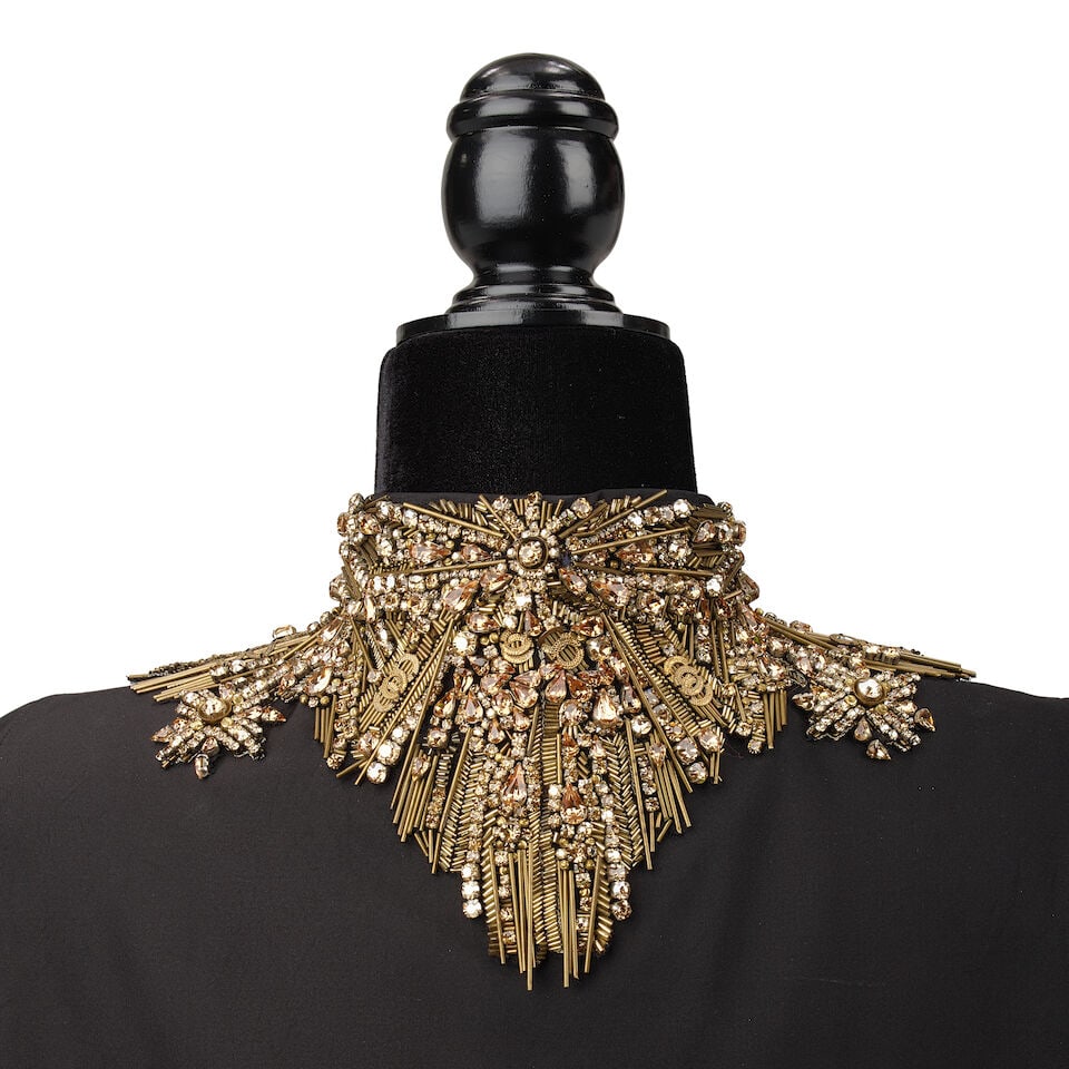 AN ALEXANDER MCQUEEN BEADED BLACK CAPE WORN TO THE 56TH ANNUAL GRAMMY AWARDS Sarah Burton, 2013/... - 2